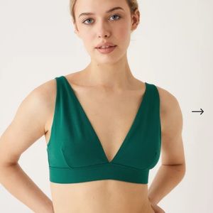 Frank & oak plunge neck bralette in deep green sz L nwot
